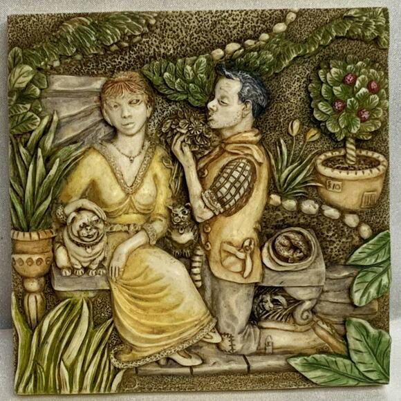 Picturesque Harmony Kingdom Tile Byron's Secret Garden Love's Labours NIB - Picture 1 of 6
